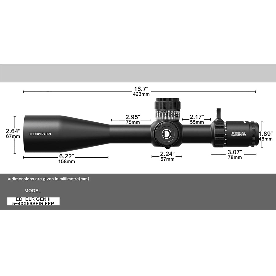 DISCOVERYOPT ED-ELR GEN II 5-40X56SFIR FFP-MRAD/MOA-Z Diameter:35MM Optics Scope