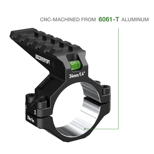 DISCOVERYOPT 6061 Aluminum Scope Ring Adapter – 30mm/34mm Tube | Picatinny Rail Mount with Bubble Level | Precision Alignment Tool