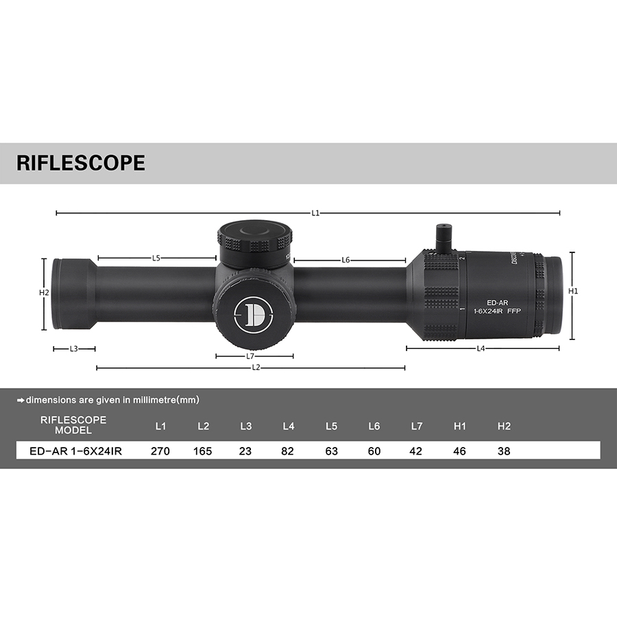 ED 1-6X24IR FFP Rifle Scopes HD scope model-DISCOVERYOPT