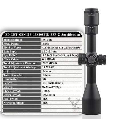 ED-LHT GEN2 3-15X50SFIR FFP-Z Optics Scopes