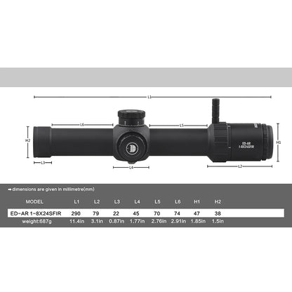 DISCOVERYOPT ED-AR 1-8X24SFIR FFP-MRAD LPVO Diameter:34MM Optics Scope