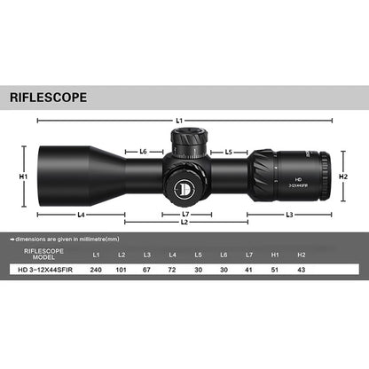 DISCOVERYOPT HD 3-12X44SFIR FFP-MIL Diámetro del tubo: 30MM Visores ópticos cortos