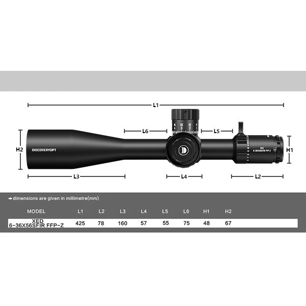 DISCOVERYOPT XED 6-36X56SFIR FFP-MRAD/MOA-ZERO STOP Diameter:35MM Optics Scopes