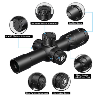 DISCOVERYOPT HD 2-12X24SFIR FFP-MIL Tube Diameter:30MM Short Optics Scope