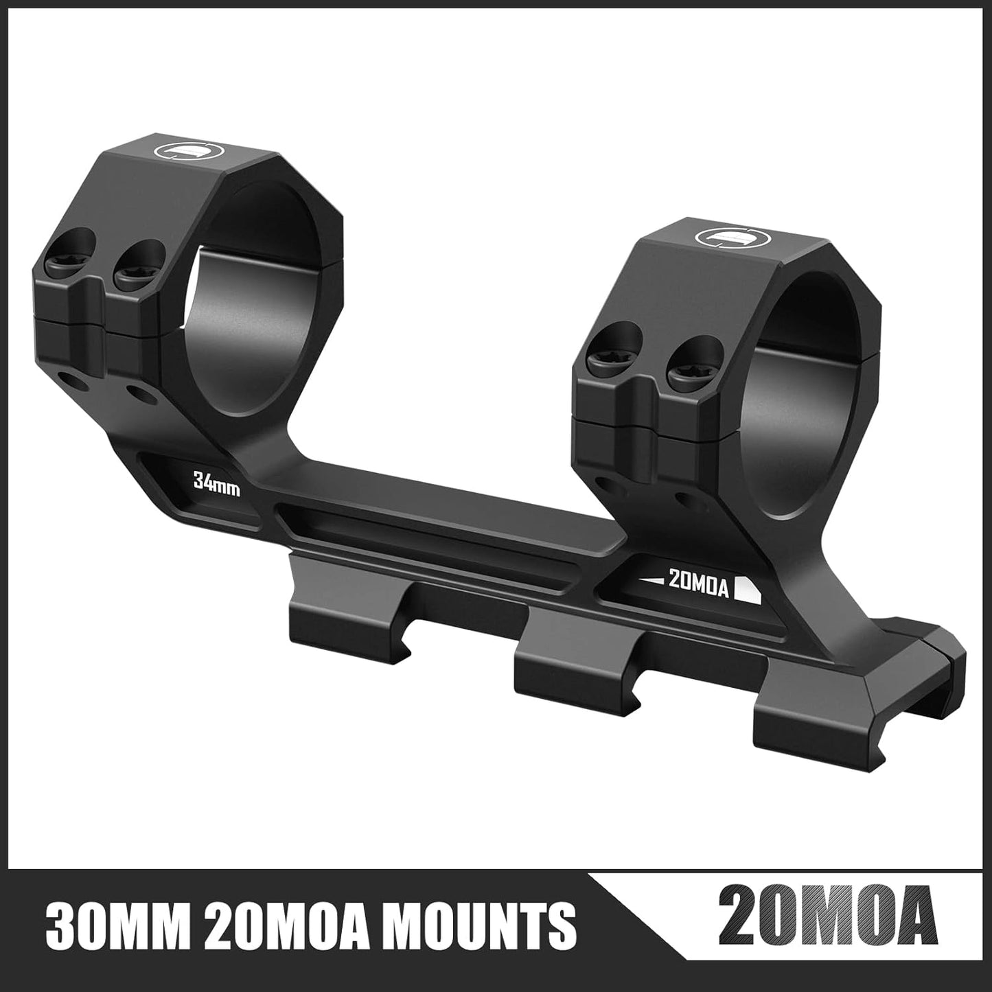 Cantilever Scope Mounts  | One-Piece 20 MOA 34mm or 30mm Tube for Picatinny Rail