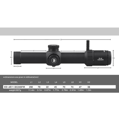 DISCOVERYOPT ED-AR 1-8X24SFIR FFP-MRAD LPVO Diameter:34MM Optics Scope