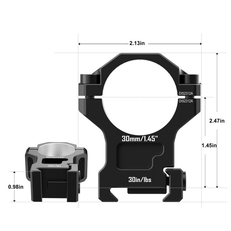 7075 Series Aluminum Scope Rings - Medium Profile 34mm Scope Mount for Picatinny Rail - DiscoveryOpt Rifle Scopes-UK - 