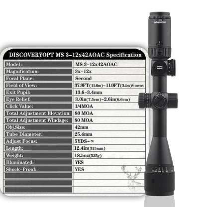 MS 3-12X42AOAC SFP-MOA Diameter:25.4MM Optics Scopes