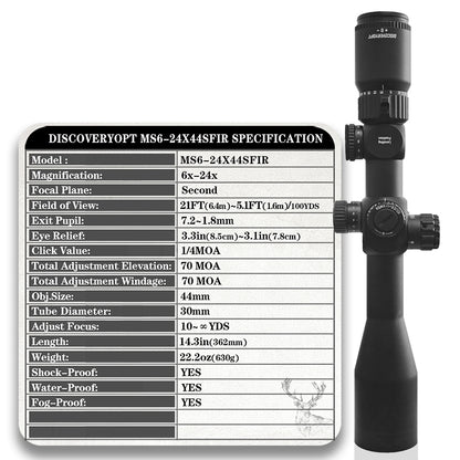 DISCOVERYOPT MS 6-24X44SFIR SFP-MOA-L Diameter:30MM Optics Scopes