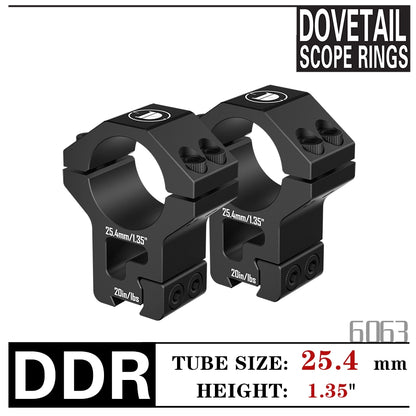 Square Dovetail Rails Dovetail Rails Scope Rings for 25.4mm&30mm Tubes – 1.35