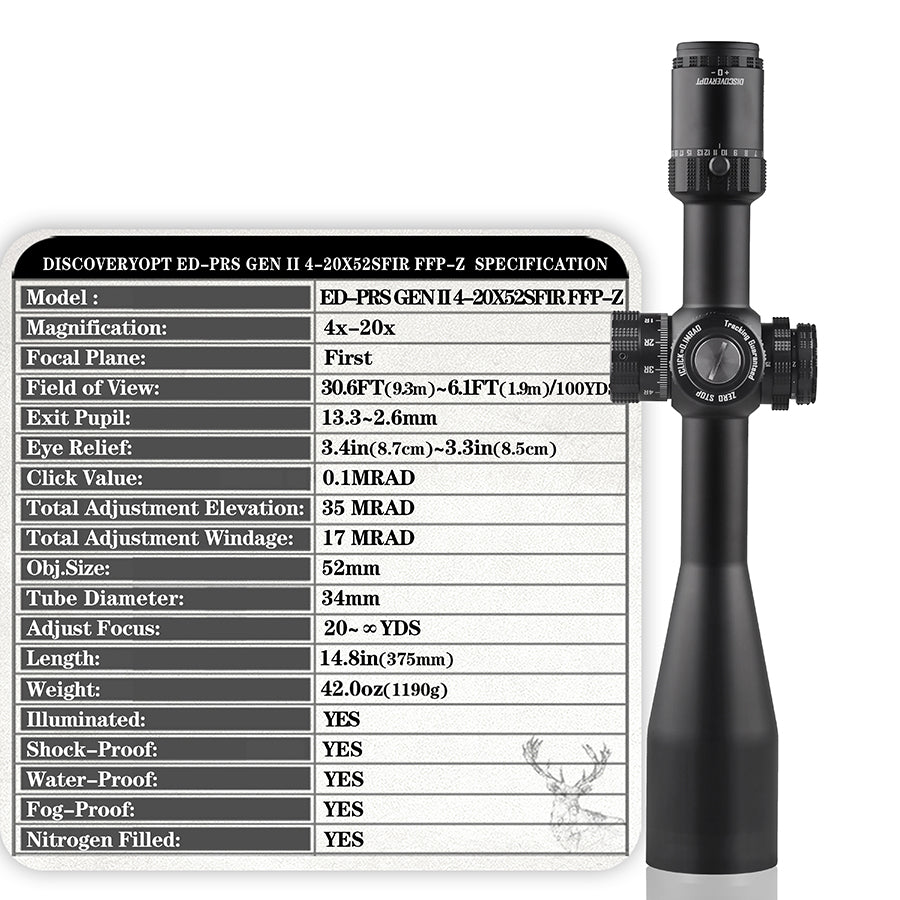 ED-PRS GENⅡ 4-20X52SFIR FFP-Z-MRAD Diameter:34MM Optics Scope