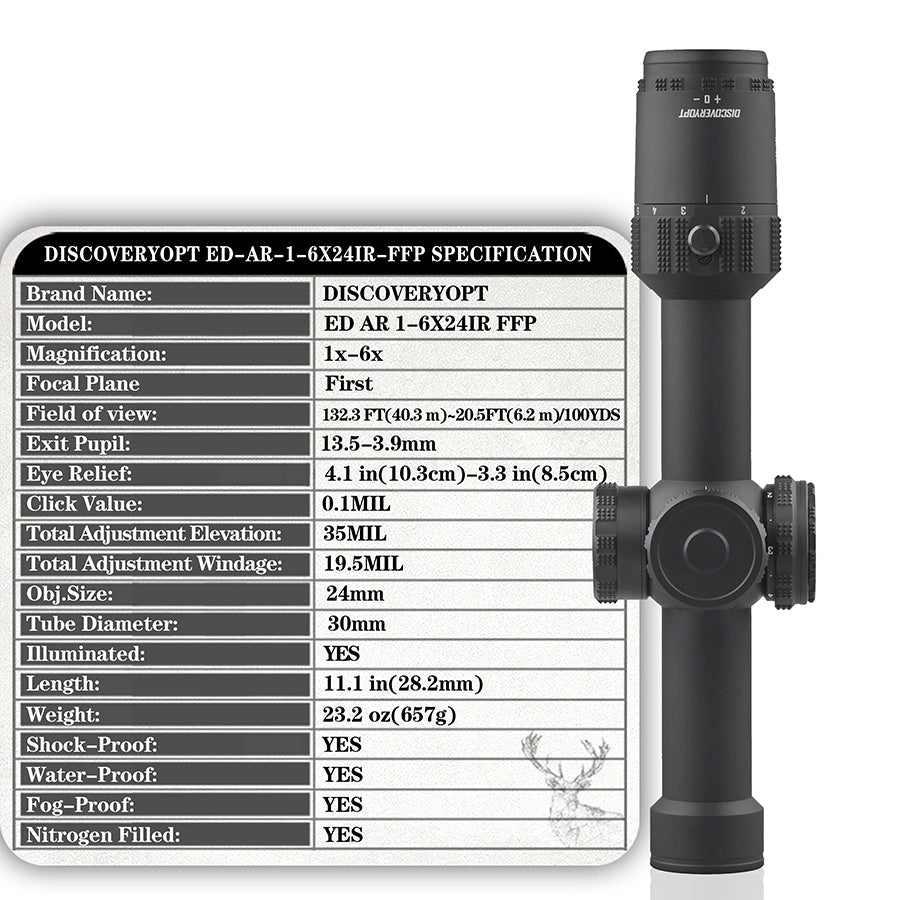 DISCOVERYOPT ED-AR 1-6X24IR FFP-MIL Diameter:30MM Short Optics Scope DISCOVERYOPT ED-AR 1-6X24IR FFP-MIL Diameter:30MM Short Optics Scope