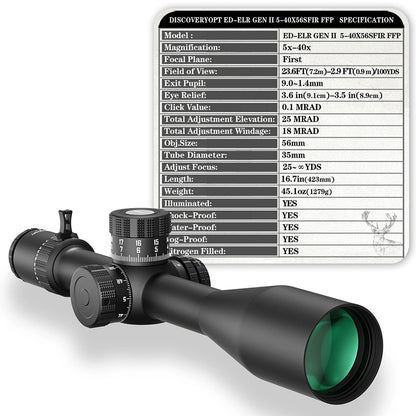 ED-ELR GEN II 5-40X56SFIR FFP-MRAD-Z Diameter:35MM Optics Scope