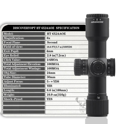 HT 6X24AOE-SFP-MOA Diameter:30MM Short Optics Scope