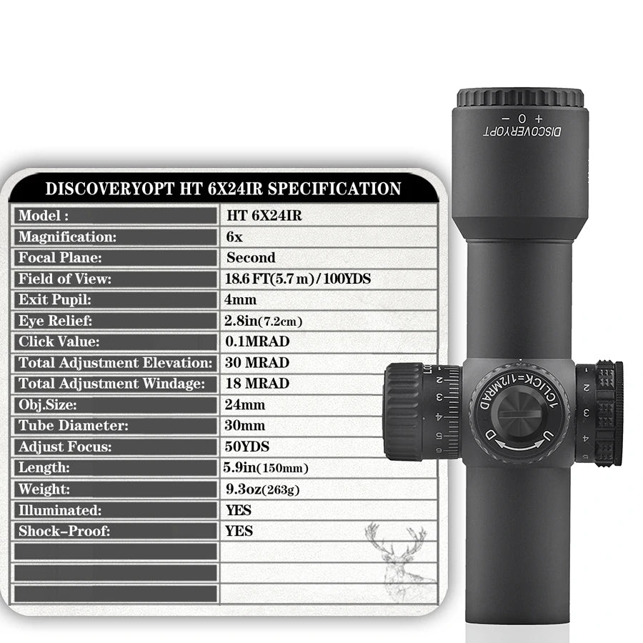 DISCOVERYOPT HT 6X24IR-FFP-MRAD Diameter:30MM Short Optics Scope