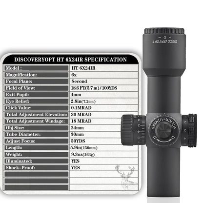 DISCOVERYOPT HT 6X24IR-FFP-MRAD Diameter:30MM Short Optics Scope
