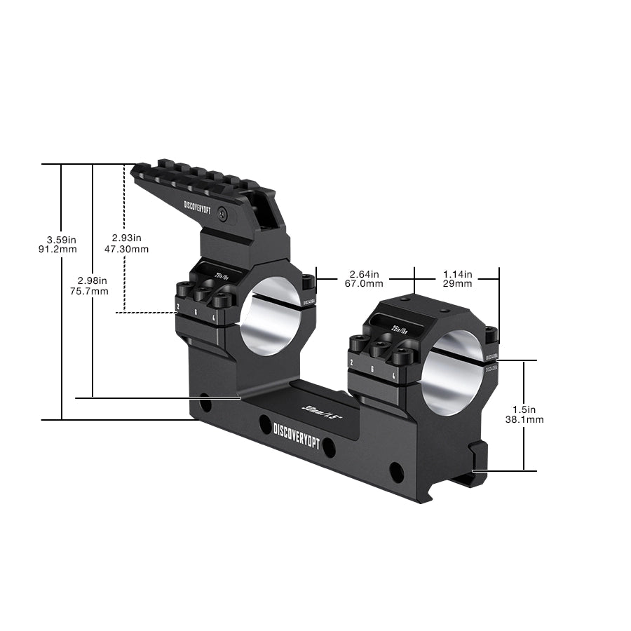 DISCOVERYOPT Heavy Duty Cantilever Scope Mount with Integrated Top Rail,  0 MOA, 30mm or 34mm Tube, 1.18″ or1.5″  Height