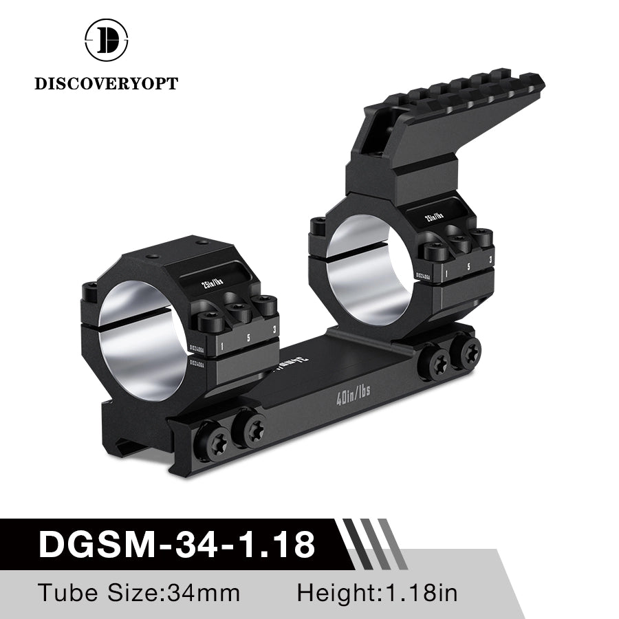 DISCOVERYOPT Heavy Duty Cantilever Scope Mount with Integrated Top Rail,  0 MOA, 30mm or 34mm Tube, 1.18″ or1.5″  Height