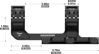 Cantilever Scope Mounts | One-Piece 0 MOA 34mm or 30mm Tube